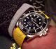 Fake Rolex Submariner Fuck EM Black Dial Watch -Brown Perlon Straps (11)_th.jpg